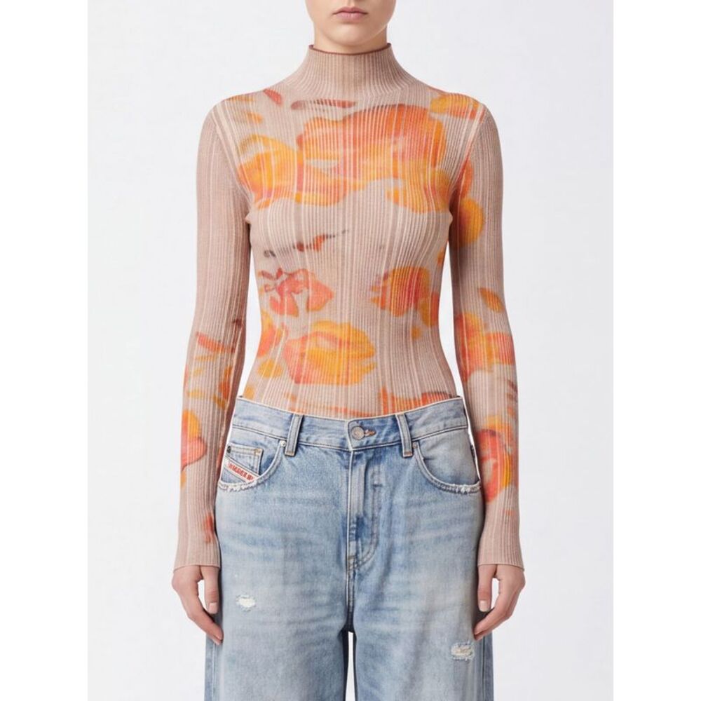 Diesel Women Diesel Slim Fit Abstract Pattern Wool Blend Mock Neck Jumper
